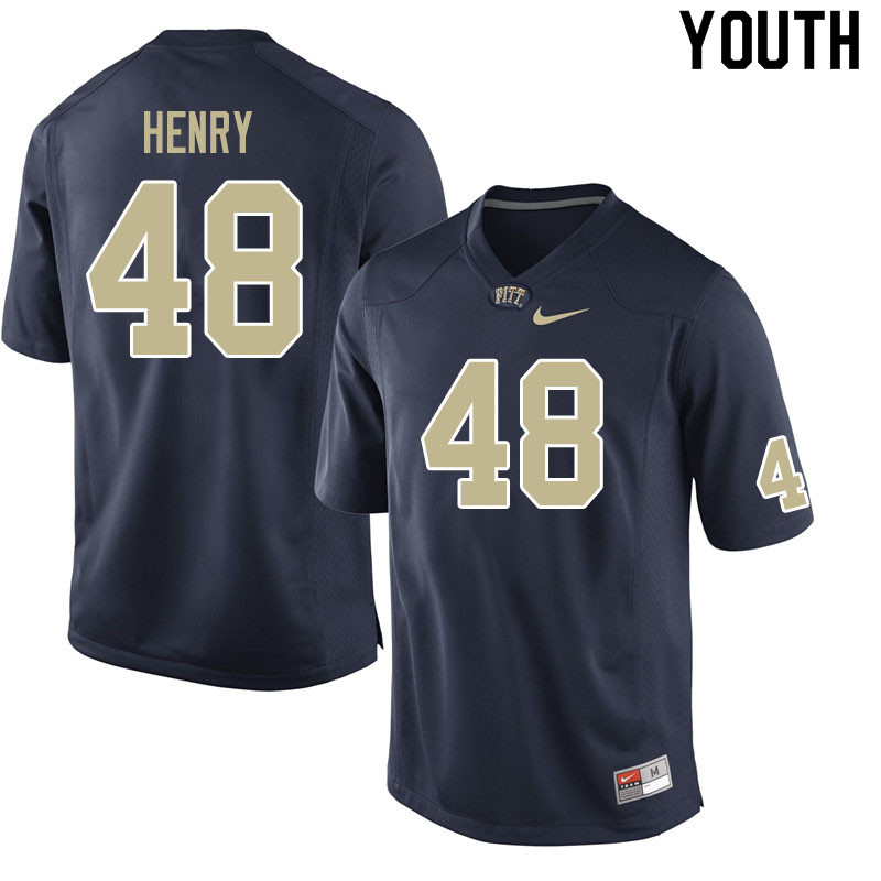 Youth #48 Jackson Henry Pitt Panthers College Football Jerseys Sale-Navy
